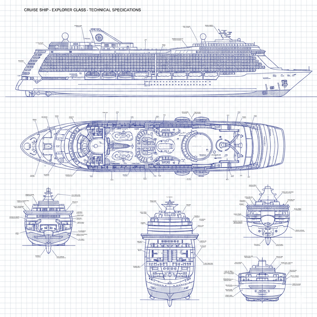 Spaccato tecnico di una nave da crociera che mostra l'impiego di tubazioni, valvole e componenti strutturali in acciaio inossidabile AISI 316 per l'ambiente marino.