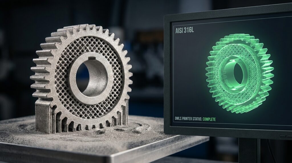 Componente in acciaio inossidabile AISI 316L stampato in 3D DMLS