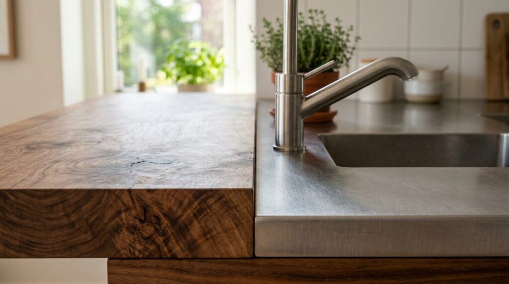 l'acciao inox aisi 316 sposa i materiali naturali come il legno